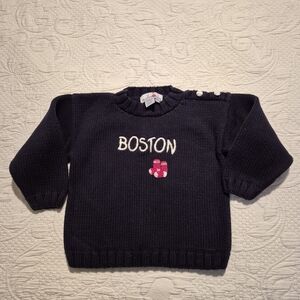 Mollygoggles Red Sox unisex size 3 knit sweater pullover accent buttons VGUC
